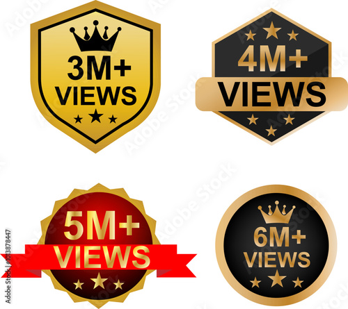 Views text badge vector design