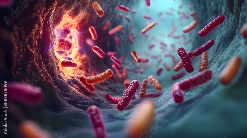 Images focusing on leaky gut prevention, showing a healthy gut barrier and protective mechanisms to emphasize the importance of maintaining gut health and preventing intestinal permeability