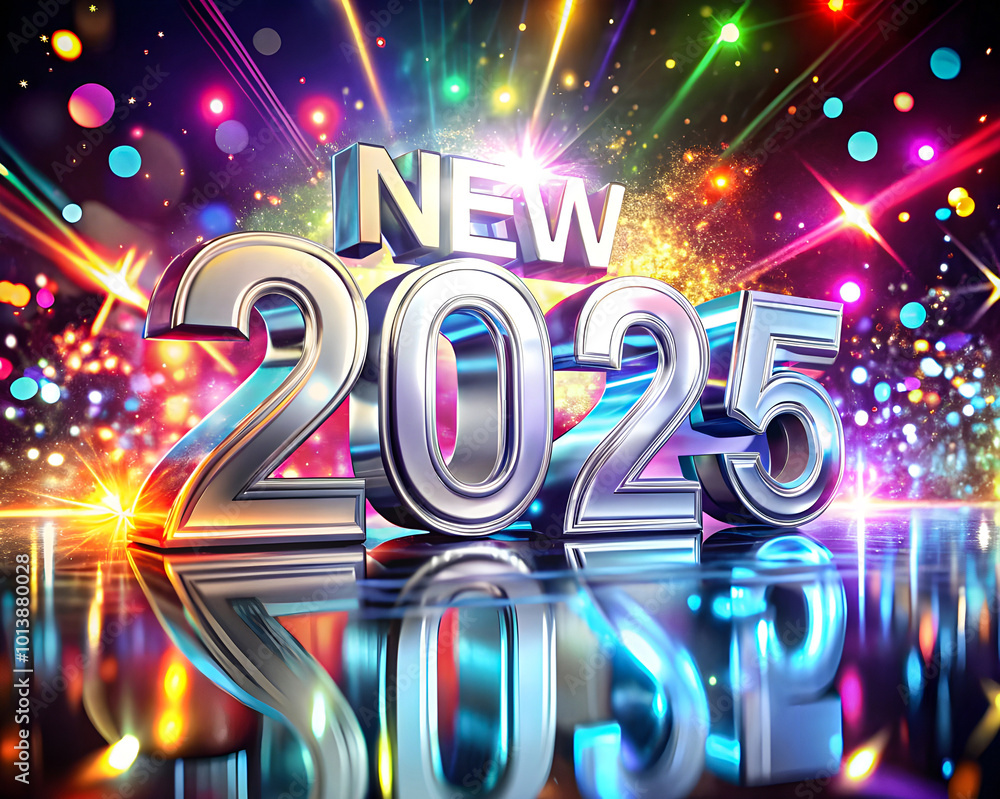 Vibrant 2025 Happy 3D Text Effect with Bold Design and Festive Background for New Year Celebrations Vibrant 2025 Happy 3D Text Effect with Bold Design and Festive Background for New Year Celebrations