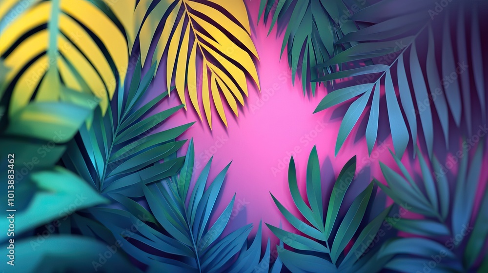Lush green palm leaves in a tropical setting Tropical palm leaves in lush greenery Lush green palm leaves in a tropical setting Tropical palm leaves in lush greenery