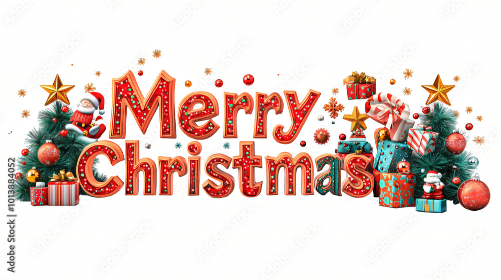 Fototapeta premium Colorful 3D letters spelling out a cheerful holiday message, combining concepts of fun, success, and celebration