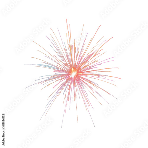 Vibrant firework explosion captured in full bloom against a transparent background. Ideal for festive designs, holiday celebrations, and event decorations.

