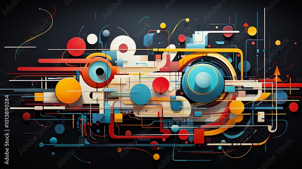 Obraz premium the interplay of shapes, lines, and colors in a visually captivating 