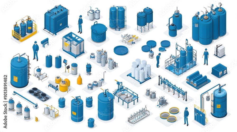 Comprehensive 3D Isometric Mega Set of Water Purification and ...