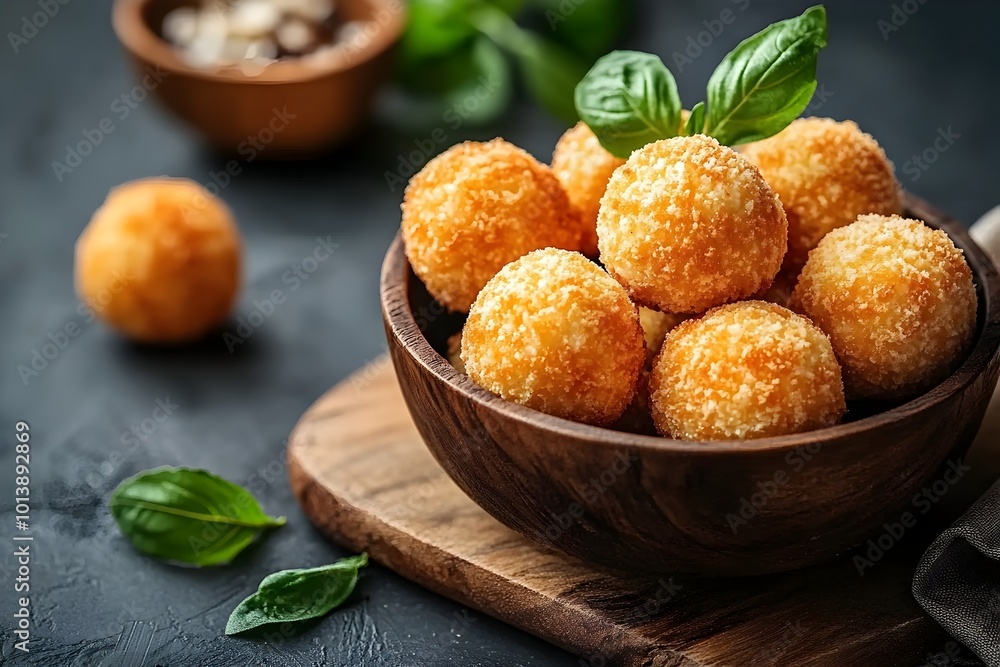 Crunchy Fried Jalapeno Cheese Balls Served on Rustic Wooden Board With Soft Lighting Crunchy Fried Jalapeno Cheese Balls Served on Rustic Wooden Board With Soft Lighting