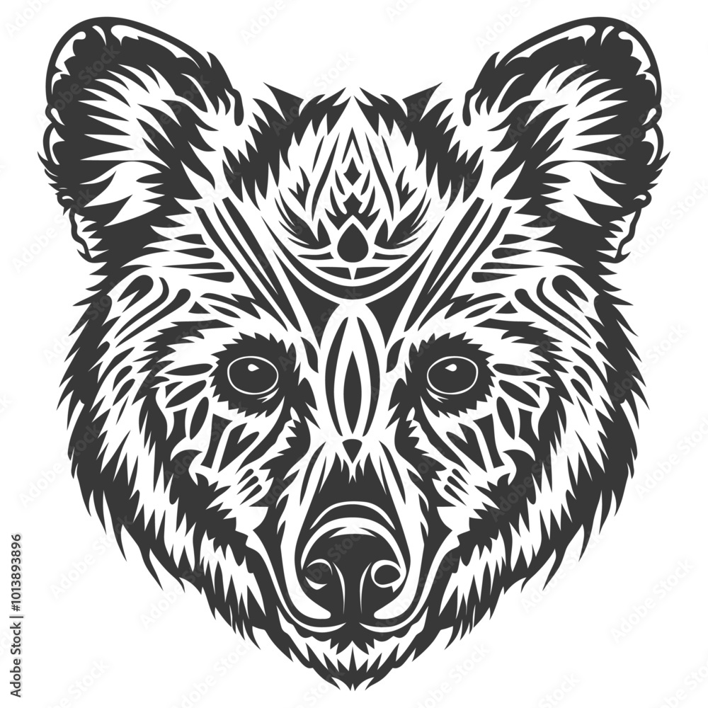 Fototapeta premium Black and White Abstract Stylized Bear Head