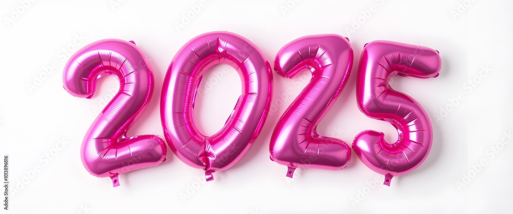 2025 pink number balloon for new year. White background 2025 pink number balloon for new year. White background