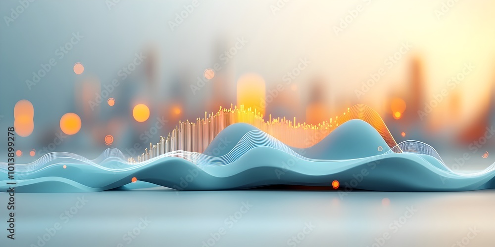 Sleek and futuristic digital data visualization with undulating ...