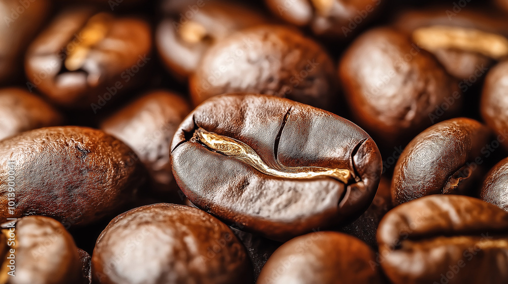 Close-Up of Coffee Beans. Rich and Aromatic Texture Close-Up of Coffee Beans. Rich and Aromatic Texture