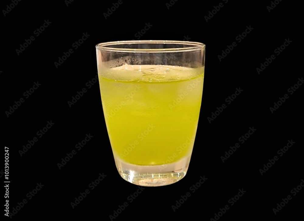 Iced matcha green tea isolated on black background. Beverage and food menu concept Iced matcha green tea isolated on black background. Beverage and food menu concept