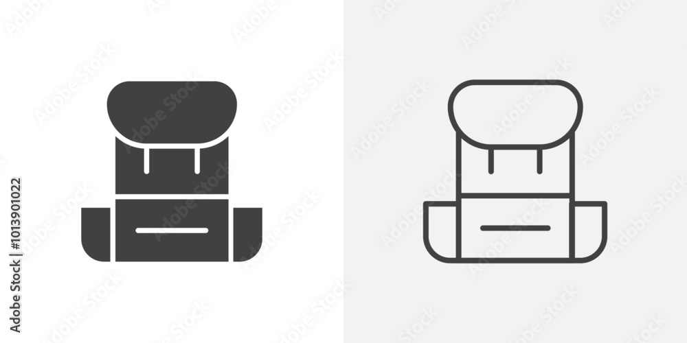 Backpack icon flat and simple set design Backpack icon flat and simple set design