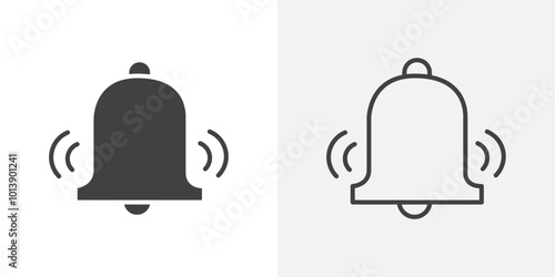 Bell ring icon flat and simple set design