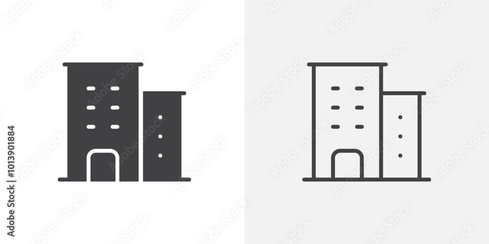 Building icon flat and simple set design Building icon flat and simple set design