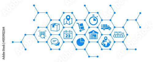 innovative company logistics processes and technology vector illustration