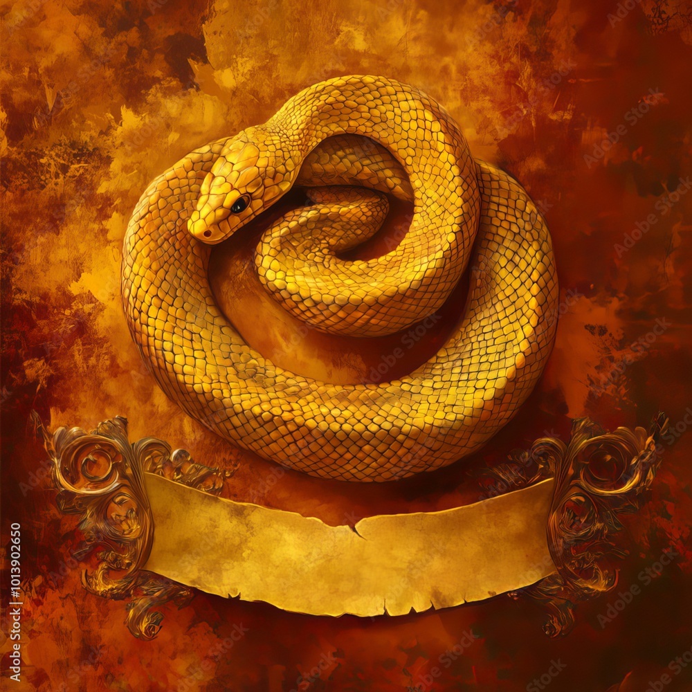 Fototapeta premium Golden Serpent Emblem 