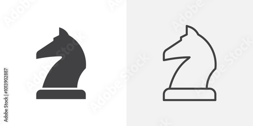 Chess icon flat and simple set design