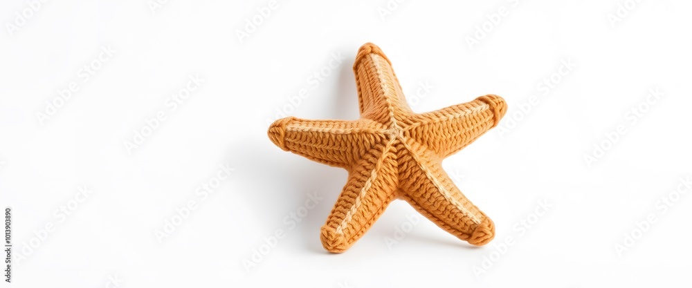 Crochet Starfish Doll, Handmade on White Background Crochet Starfish Doll, Handmade on White Background