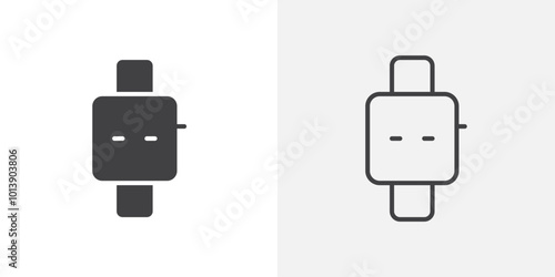 Digital watch icon flat and simple set design