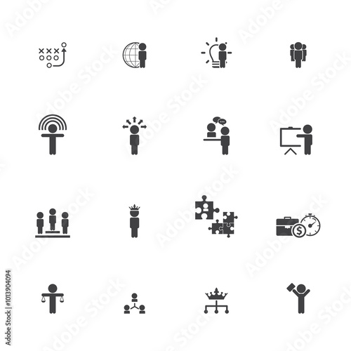 Universal business management and human resources icon set. Universal icons for web and mobile. Vector.	