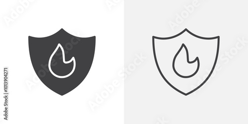 Fire protection icon flat and simple set design