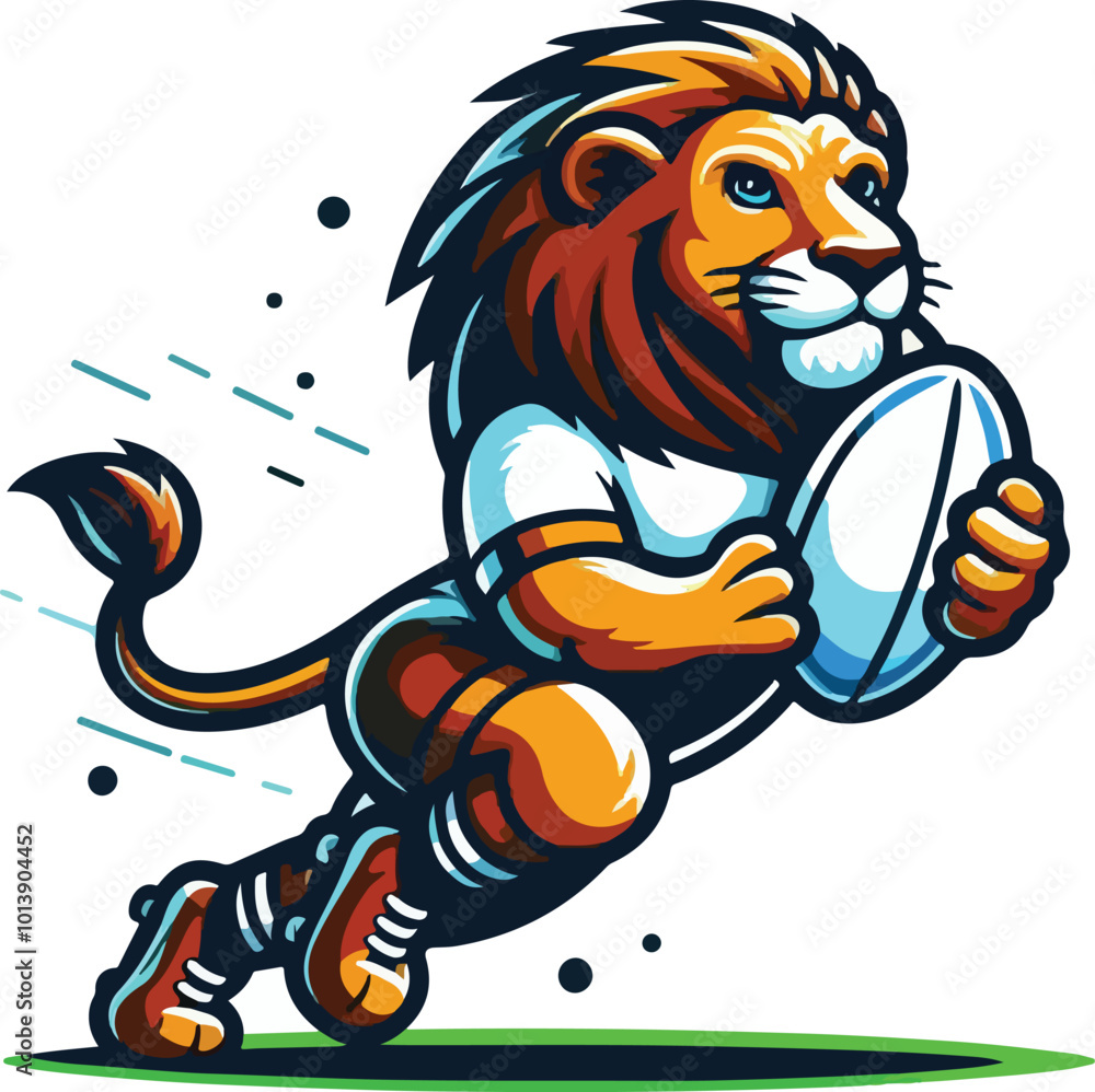 Obraz premium lion playing rugby