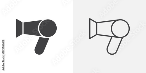 Hair dryer icon flat and simple set design