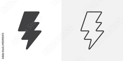 Lightening thunder icon flat and simple set design