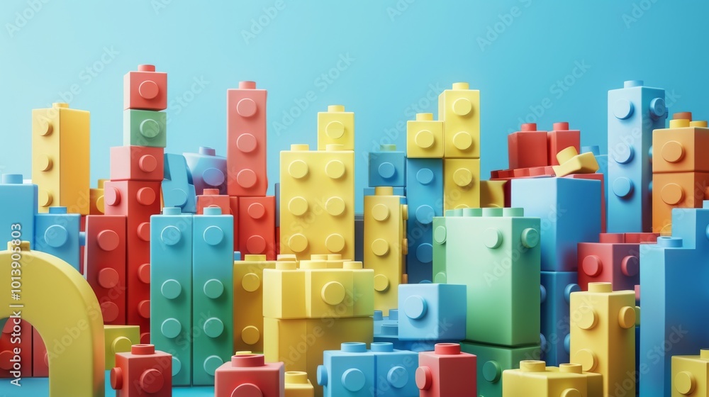 Naklejka premium Kids toys constructor illustration generated by ai