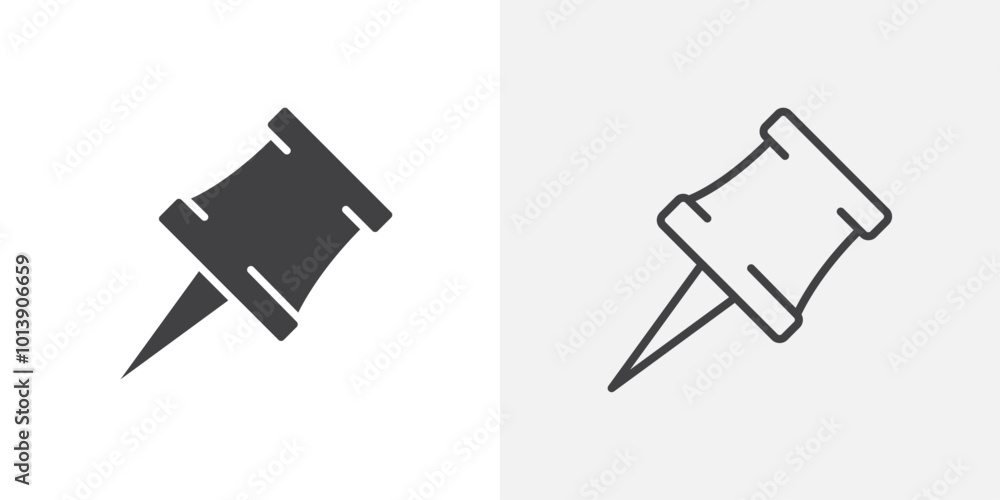 Pin icon flat and simple set design Pin icon flat and simple set design