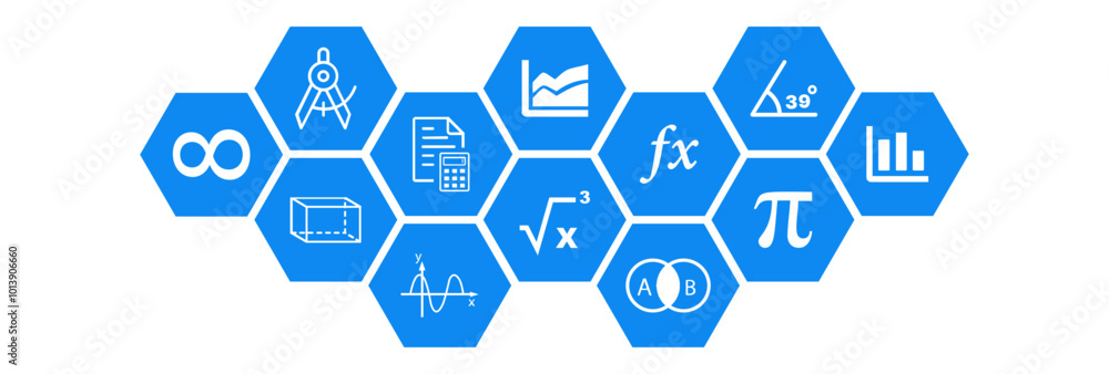 Mathematics , algebra , geometry concept: connected Maths icons vector illustration Mathematics , algebra , geometry concept: connected Maths icons vector illustration
