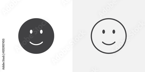 Smile icon flat and simple set design