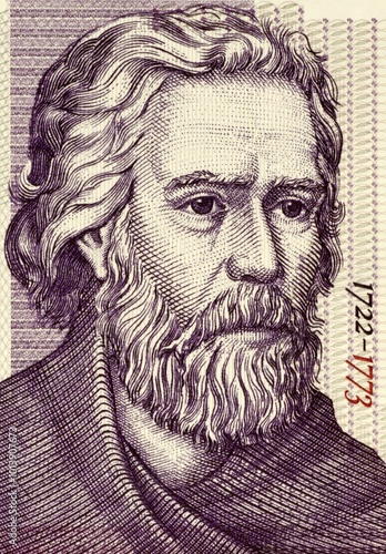 Paisius of Hilendar (1722-1773) on 2 Leva 2005 Banknote from Bulgaria. Bulgarian clergyman who played a key role in the Bulgarian National Revival photo