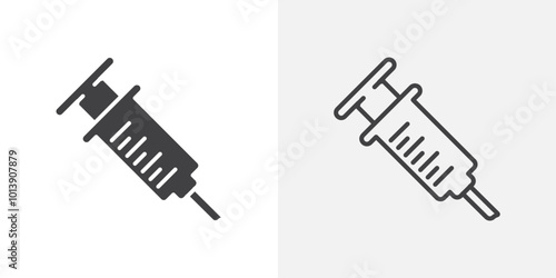 Syringe icon flat and simple set design