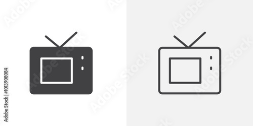 Tv icon flat and simple set design