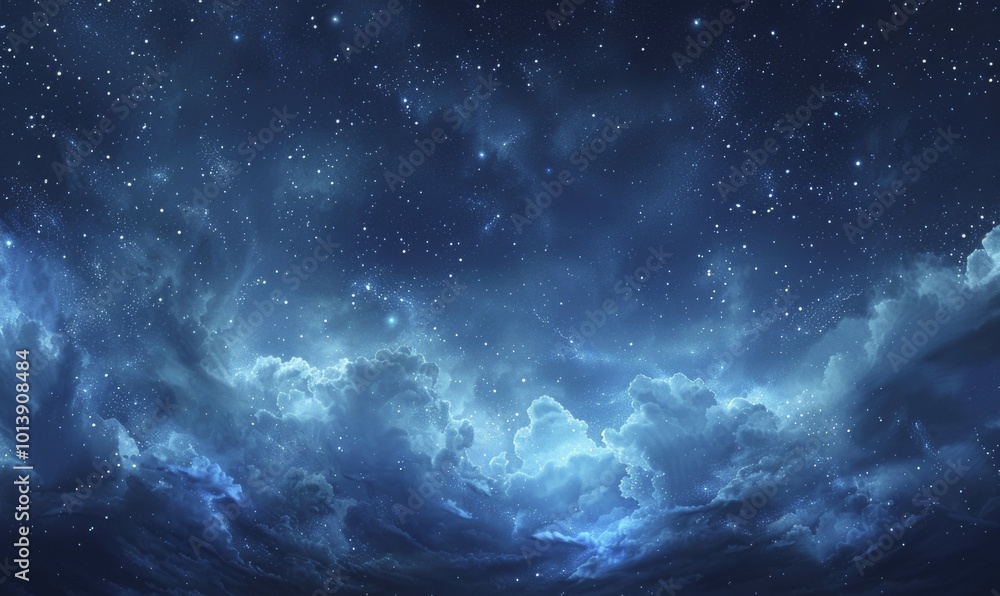 A starry night sky with wispy cirrus clouds AI generated A starry night sky with wispy cirrus clouds AI generated