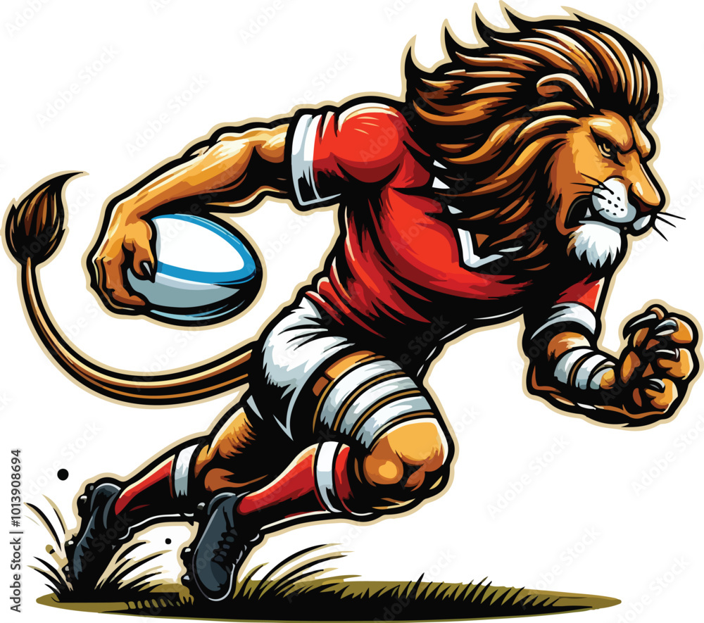 Fototapeta premium lion playing rugby