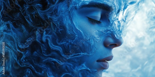 Ethereal Serenity: A Dreamlike Exploration of Fluidity and Emotion in Blue Tones