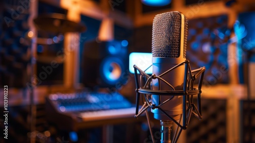 Sudio microphone close up illustratioin generated by ai