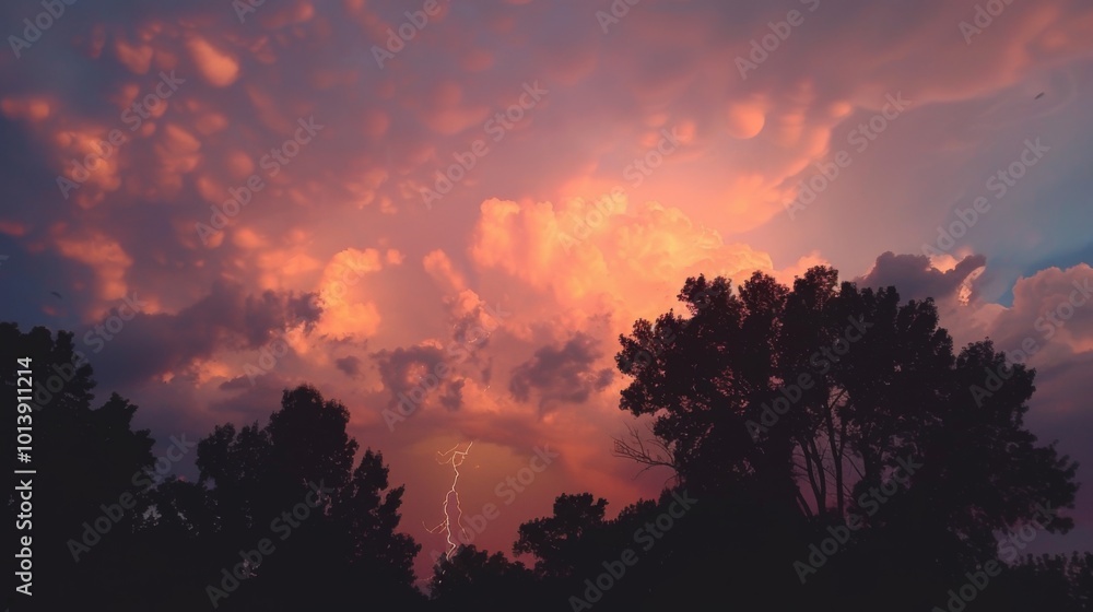 Fototapeta premium Storm sky clouds landscape illustration generated by ai