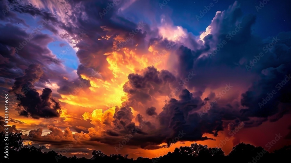 Fototapeta premium Storm sky clouds landscape illustration generated by ai