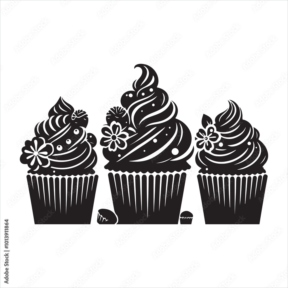 Cupcakes silhouette on white background
Cupcakes silhouette on white background