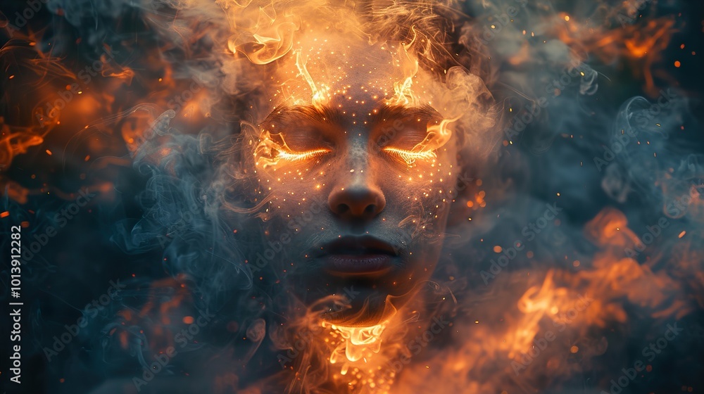 Mystical Fire Portrait: A Dreamlike Exploration of Inner Flame Mystical Fire Portrait: A Dreamlike Exploration of Inner Flame