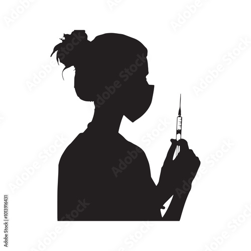 Anesthesiologist silhouette on white background
