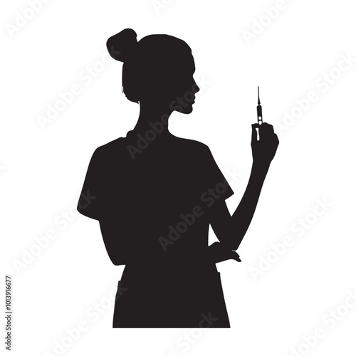 Anesthesiologist silhouette on white background

