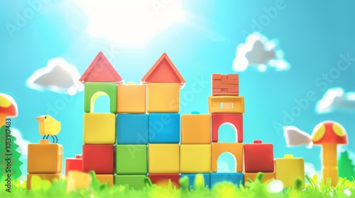 Kids toys blocks constructor illustration generated by ai