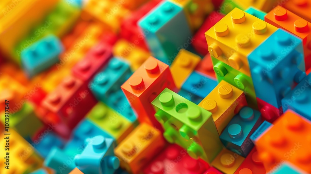 Fototapeta premium Kids toys blocks constructor illustration generated by ai