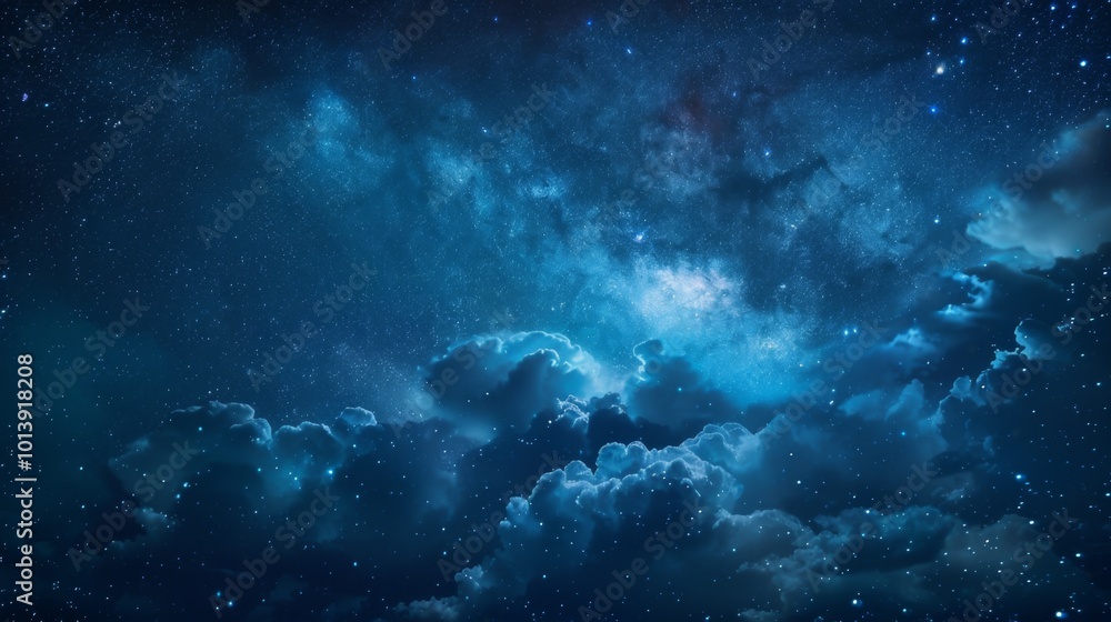 Fototapeta premium Night sky with stars and clouds. Ilustration generated by ai