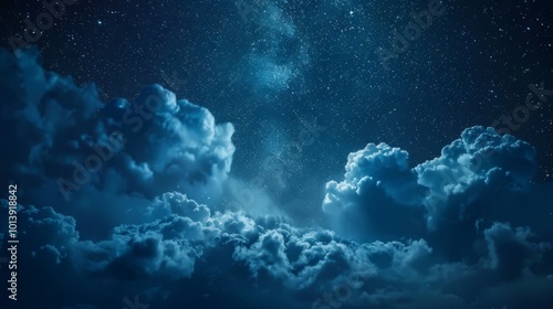 Night sky with stars and clouds. Ilustration generated by ai