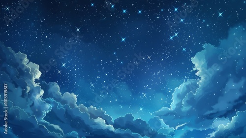 Night sky with stars and clouds. Ilustration generated by ai