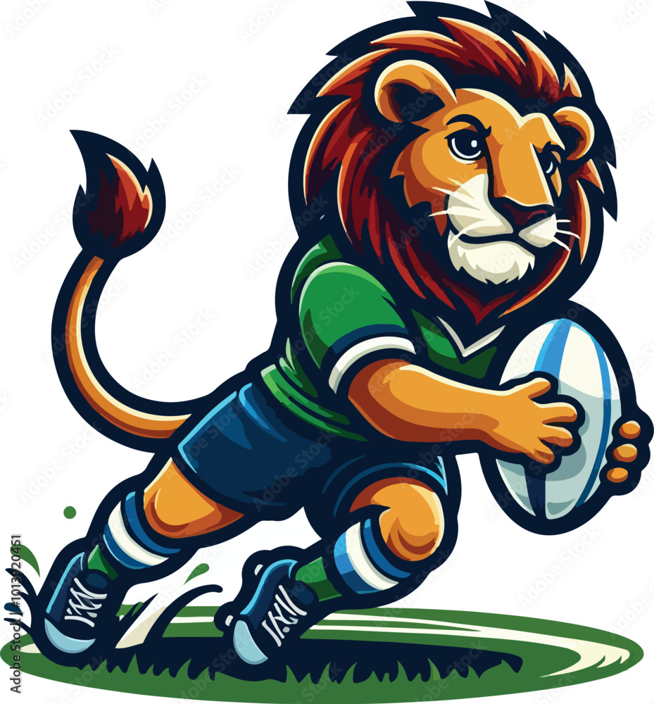 Obraz premium lion playing rugby